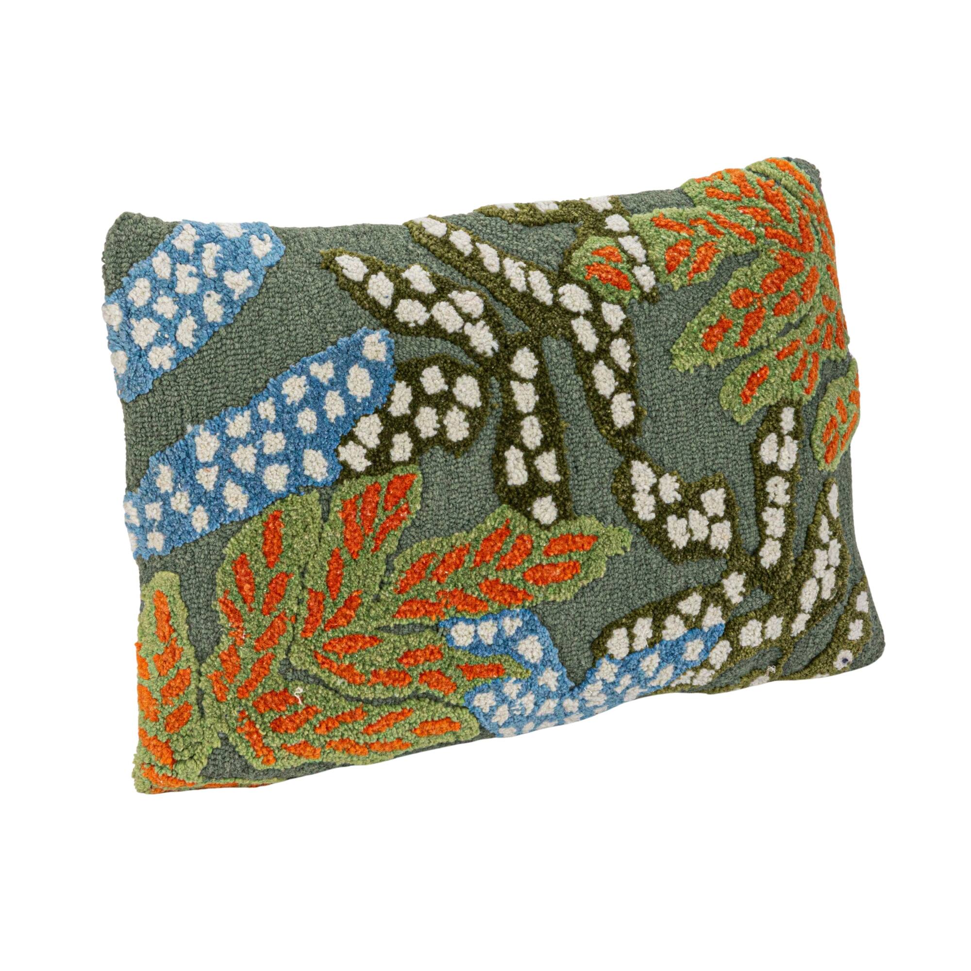 Hello Honey® 24" x 16" Green Multicolor Tufted Fabric Lumbar Pillow